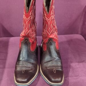 Ariat Red and Brown Heeled Boots